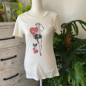 NWT Unique Vintage X Mischief Made Pinup Girl Heart Tee
